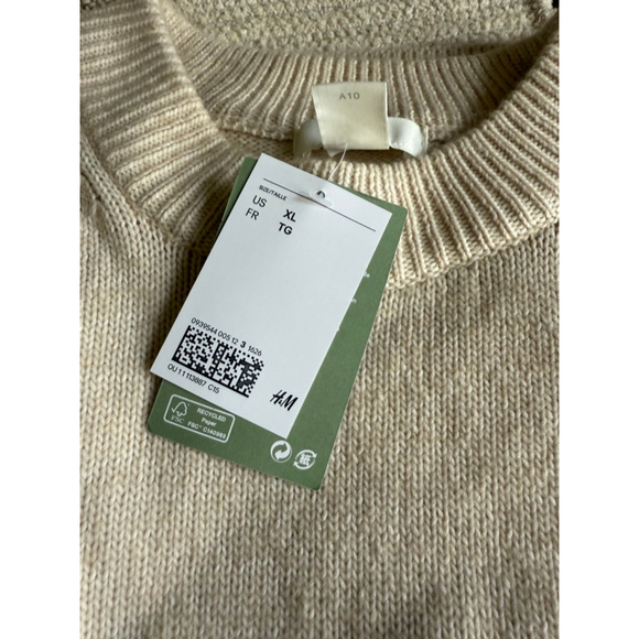 H&M Sweater Dress Beige Knit Longline Pullover Sustainable Recycled Polyester XL - Picture 6 of 6